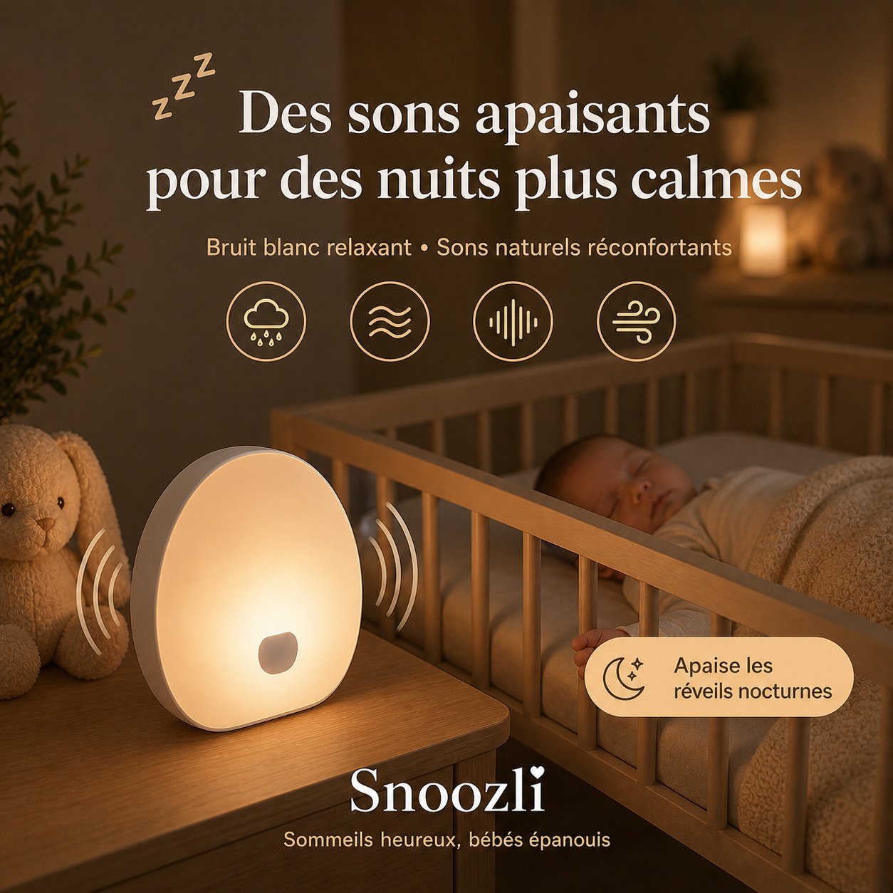 Snoozli DreamSound™ – Veilleuse & Bruit Blanc Apaisant