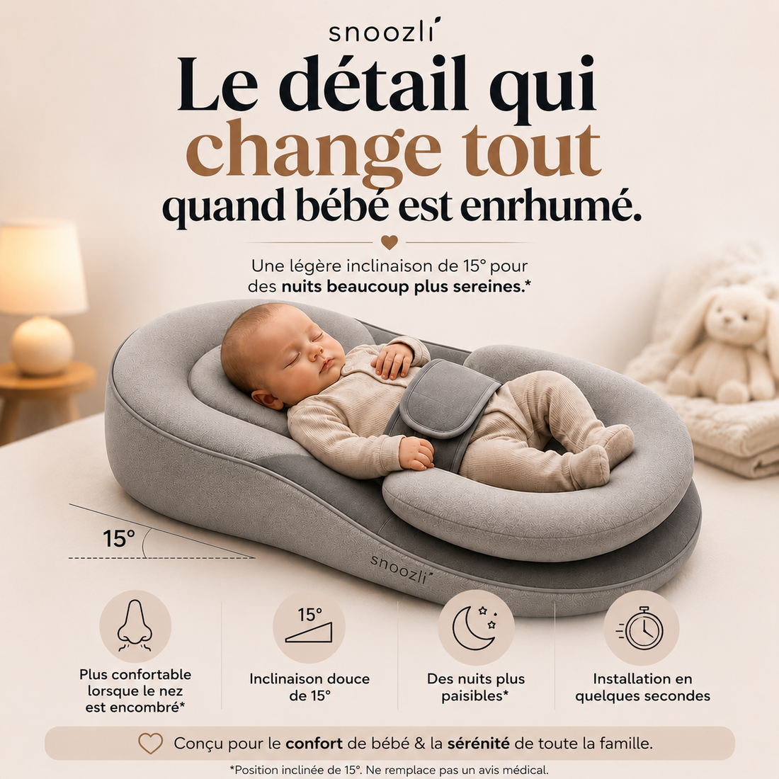 Aider bébé enrhumé à mieux dormir la nuit