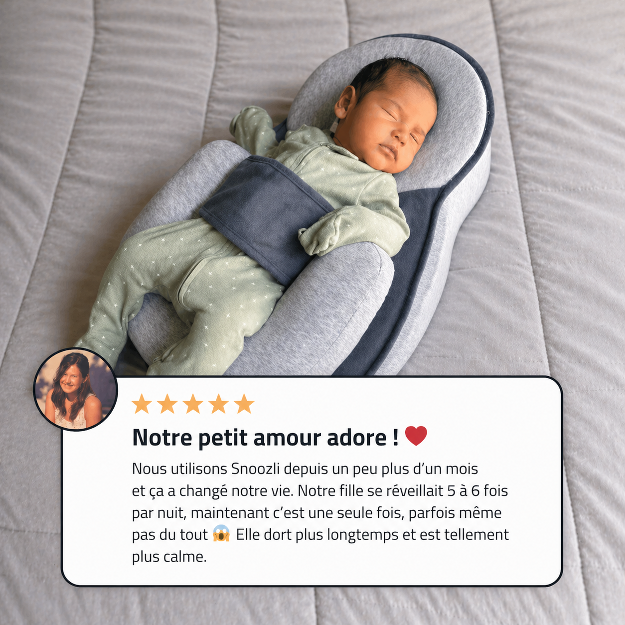 Snoozli™ – Le cocon anti-reflux & coliques pour des nuits paisibles