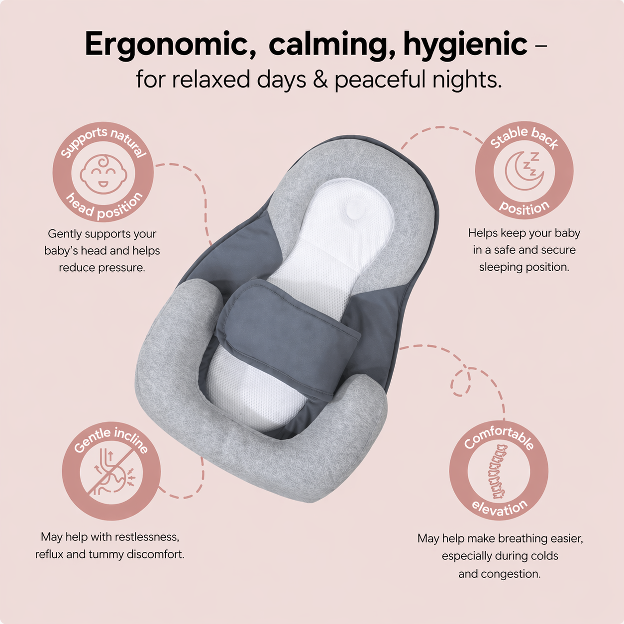 Snoozli™ RestNest – 15° Support for Reflux, Colic & Better Sleep